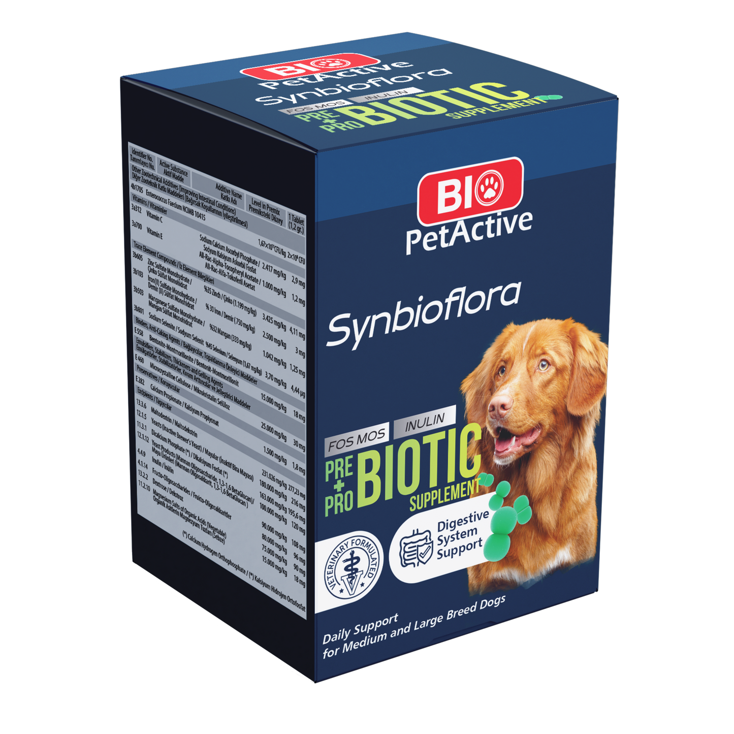 Synbioflora | Präbiotisches und Probiotisches Ergänzungsfuttermittel mittel groß für Hunde